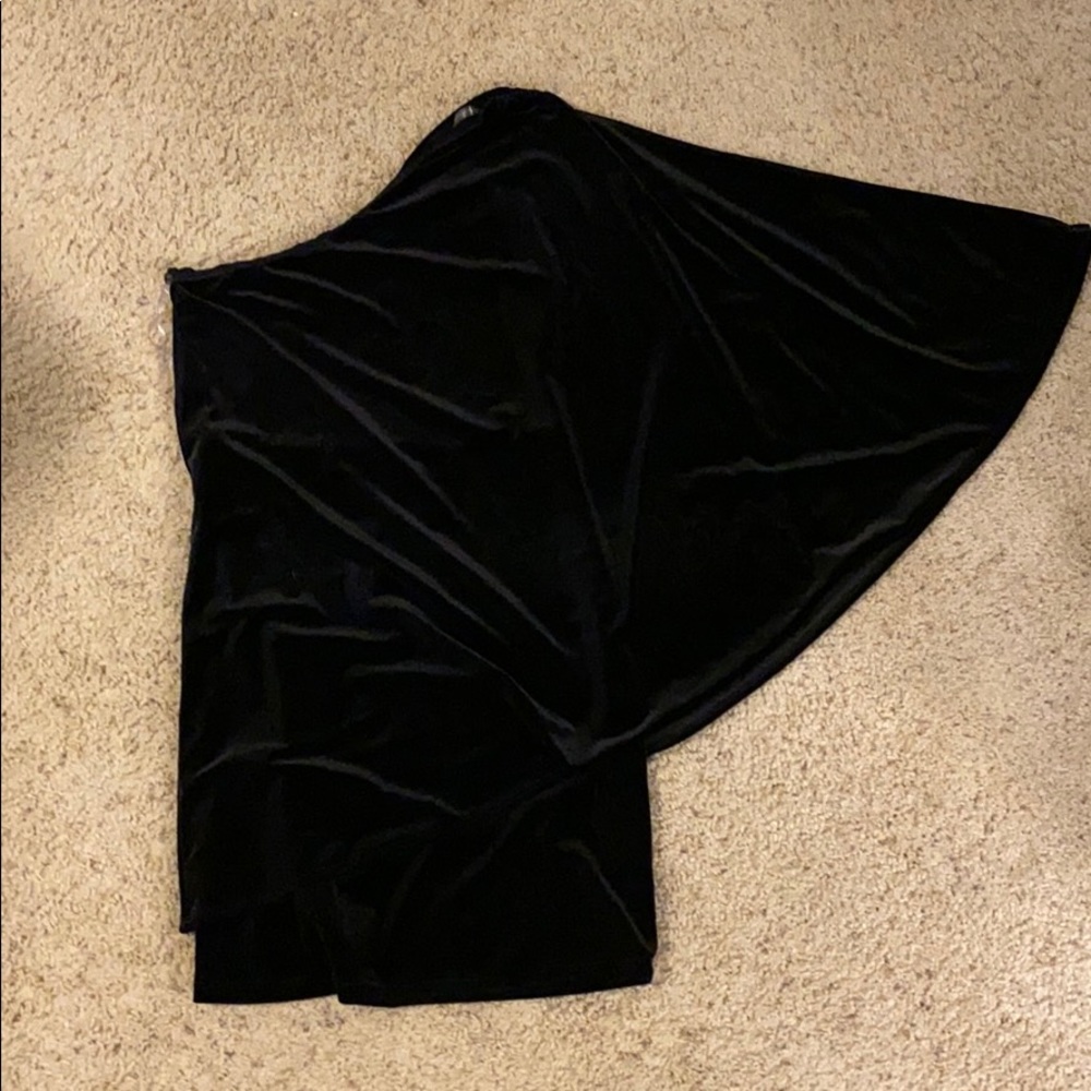 One shoulder, black and velvet dress